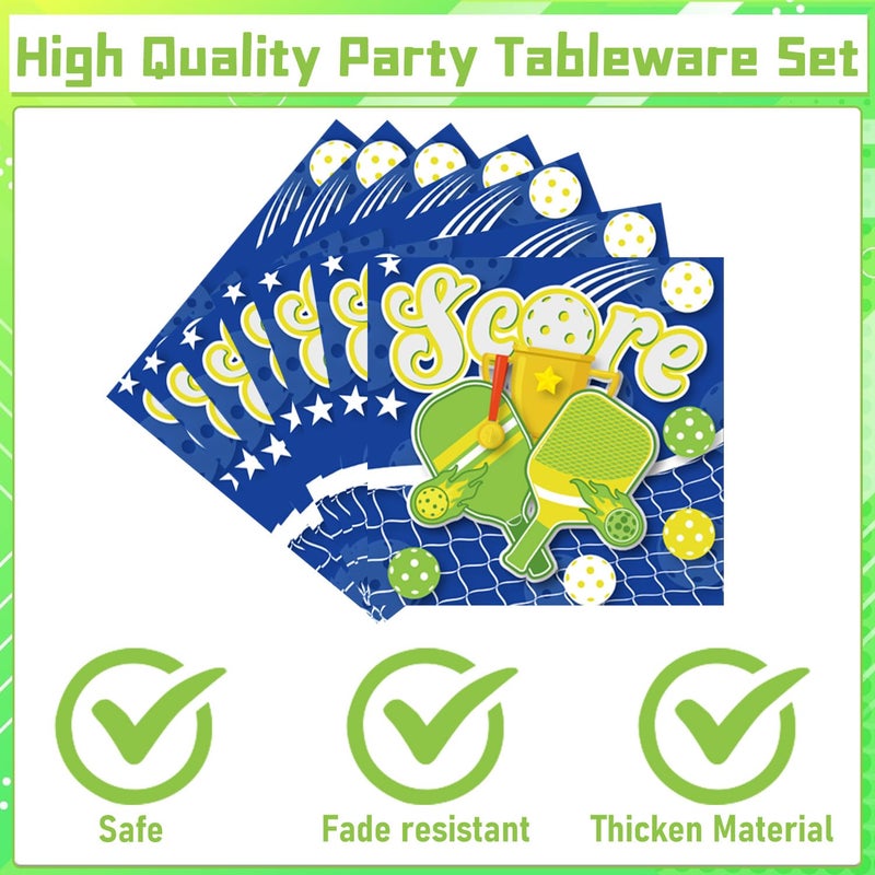 Rakuto Pickleball Party Plates Supplies - 96PCS Pickleball Player Themed Disposable Paper Plates Forks Napkins Tableware Set Pickleball Sports Baby Shower Birthday Party Decorations(24 Guests) - Image 4